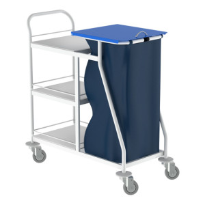 Візок медичний для перевезення брудної та чистої білизни з  полицями та змінним мішком